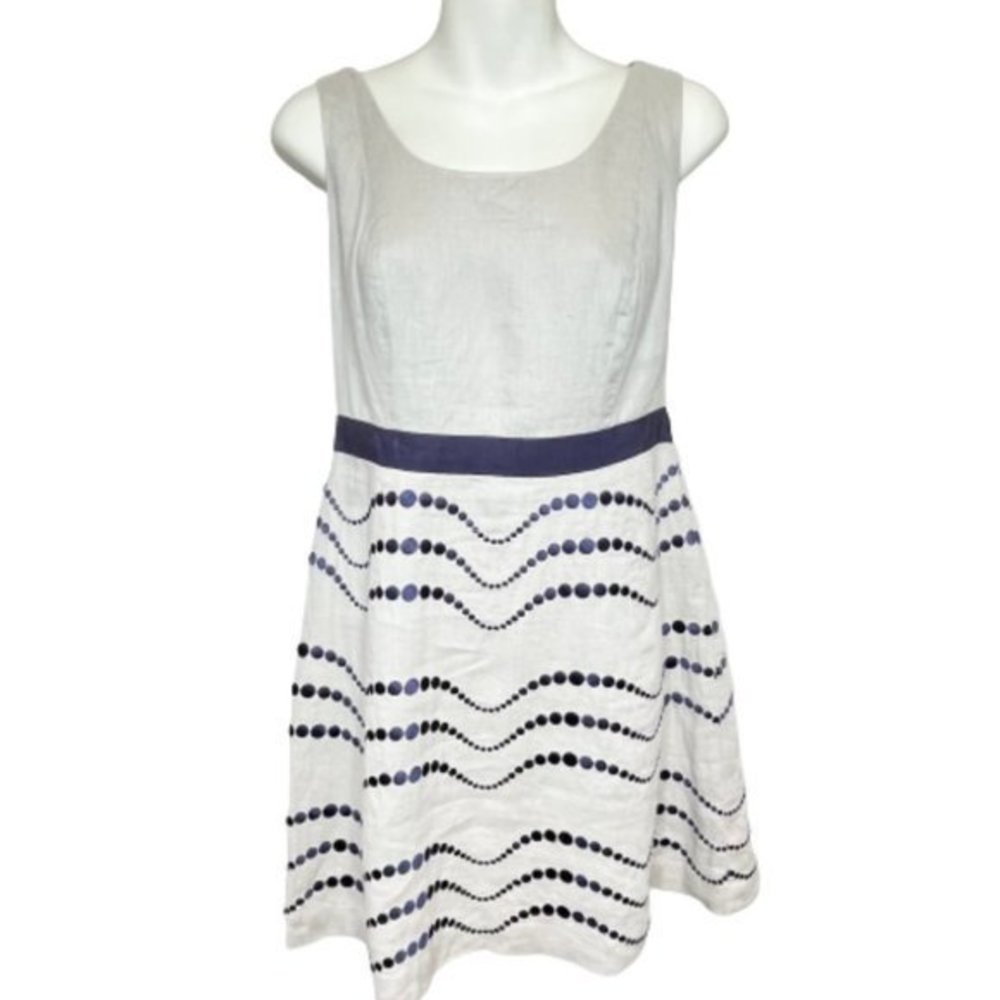 Boden Tan & Navy Sleeveless Linen Dress - 4P